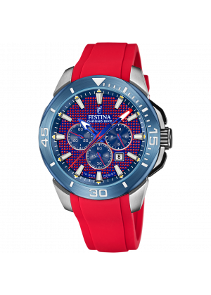 Festina chrono bike watch f20642/2 red rubber strap, men's