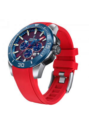 Festina chrono bike watch f20642/2 red rubber strap, men's