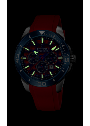 Festina chrono bike watch f20642/2 red rubber strap, men's