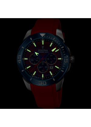 Festina chrono bike watch f20642/2 red rubber strap, men's