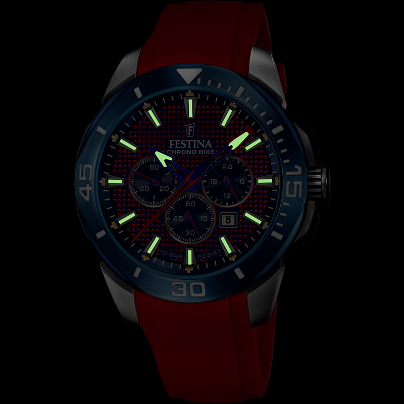 Festina chrono bike watch f20642/2 red rubber strap, men's