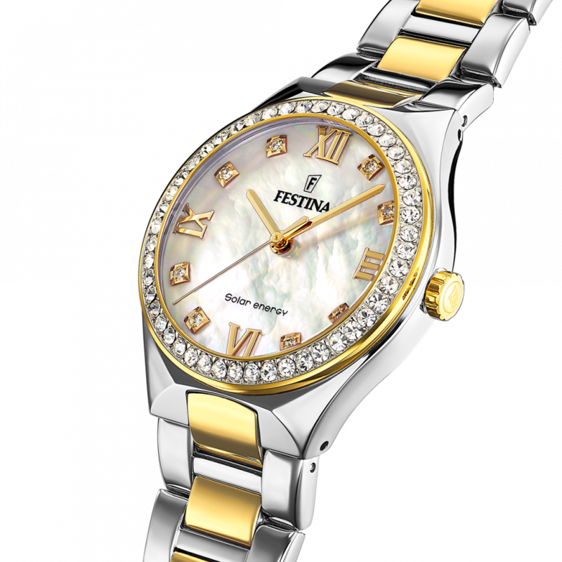 Festina solar energy f20659/1 cream stainless steel 316l, women