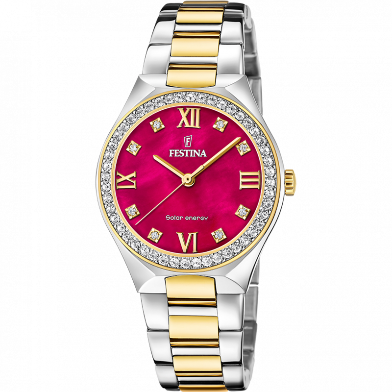 Festina solar energy f20659/3 red stainless steel 316l, women's