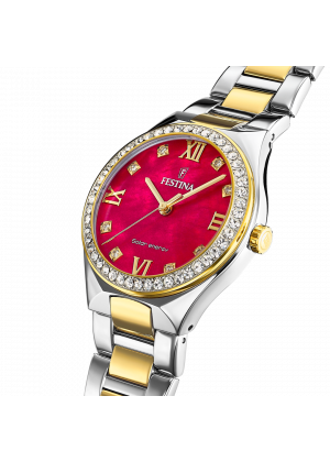 Festina solar energy f20659/3 red stainless steel 316l, women's