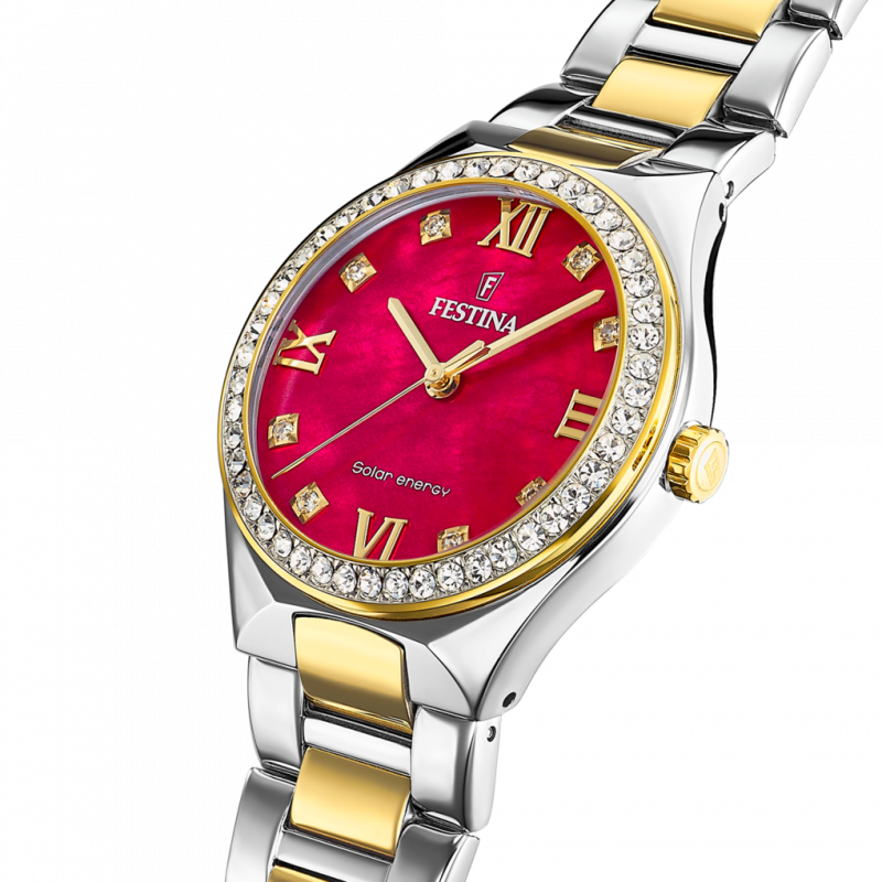 Festina solar energy f20659/3 red stainless steel 316l, women's