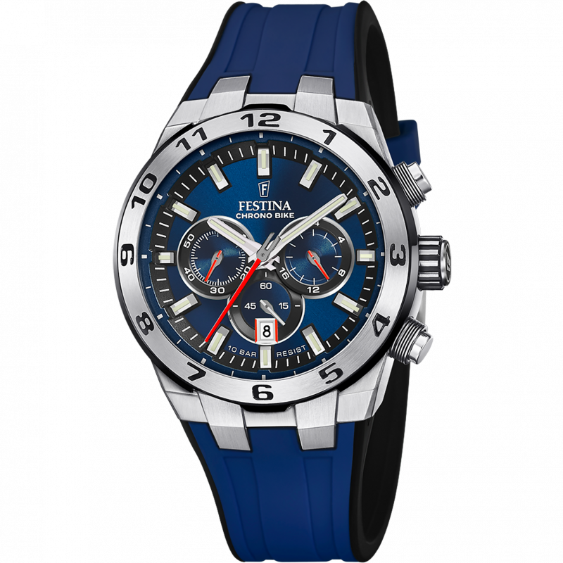 Men's festina chrono bike blue watch with rubber strap f20671/1