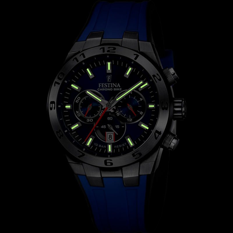 Men's festina chrono bike blue watch with rubber strap f20671/1