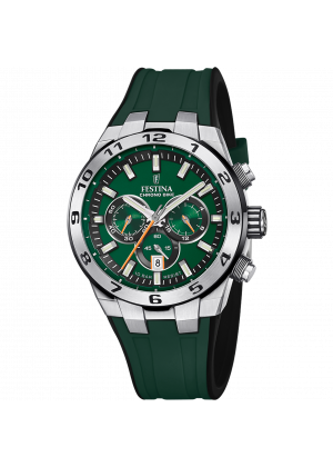 Men's festina chrono bike green watch with rubber strap f20671/2