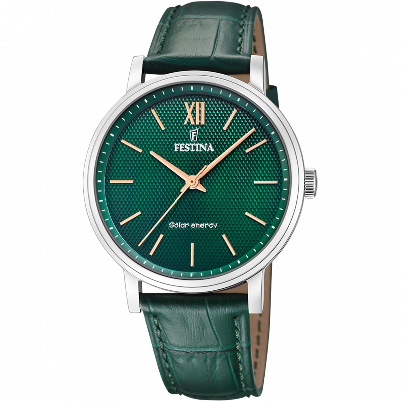 Festina solar energy f20660/5 green leather, men