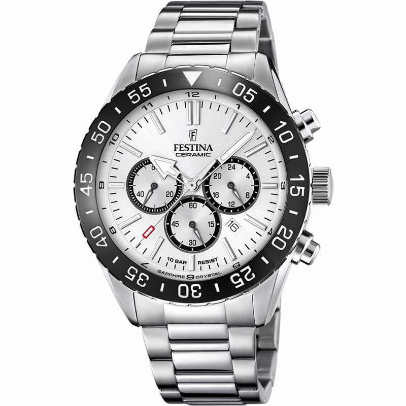 Festina watch f20575/1 white steel strap, men