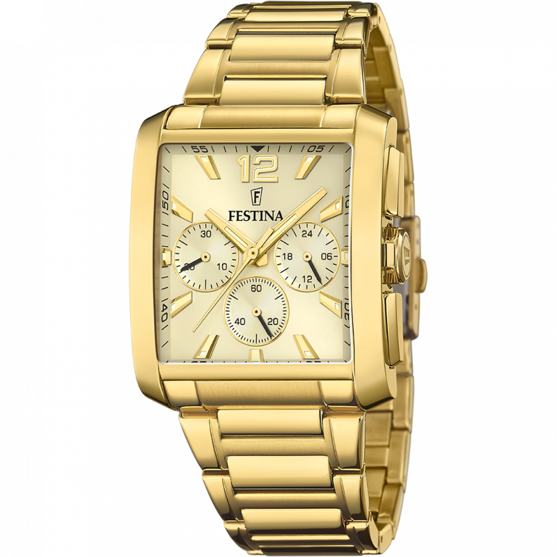 Festina watch f20638/2 gold stainless steel 316l strap, men's