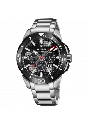 Festina chrono bike watch f20641/4 black stainless steel 316l strap, men's.