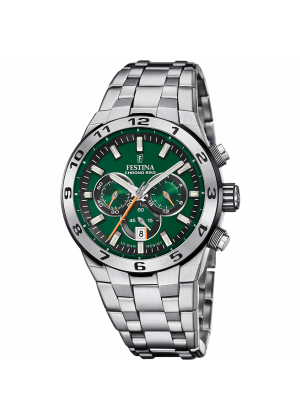 Men's festina chrono bike watch green with stainless steel strap f20670/2