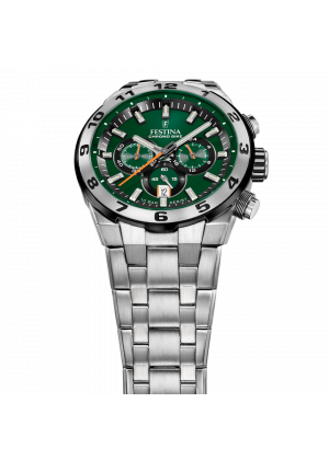 Men's festina chrono bike watch green with stainless steel strap f20670/2