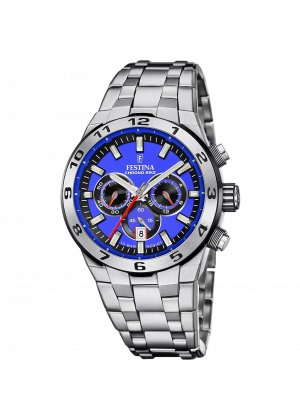 Men's festina chrono bike blue watch with stainless steel strap f20670/3