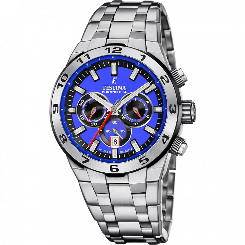 Men's festina chrono bike blue watch with stainless steel strap f20670/3