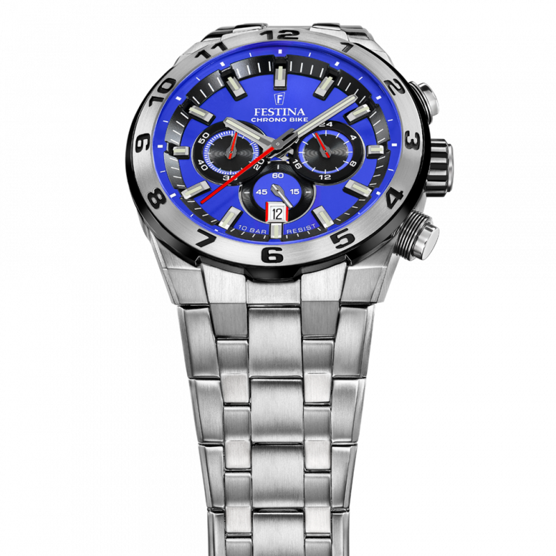 Men's festina chrono bike blue watch with stainless steel strap f20670/3