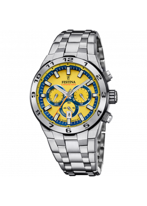 Men's festina chrono bike yellow watch with stainless steel strap f20670/4