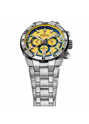 Men's festina chrono bike yellow watch with stainless steel strap f20670/4