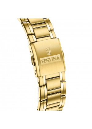 Festina men's beige timeless chronograph stainless steel watch bracelet f20705/2