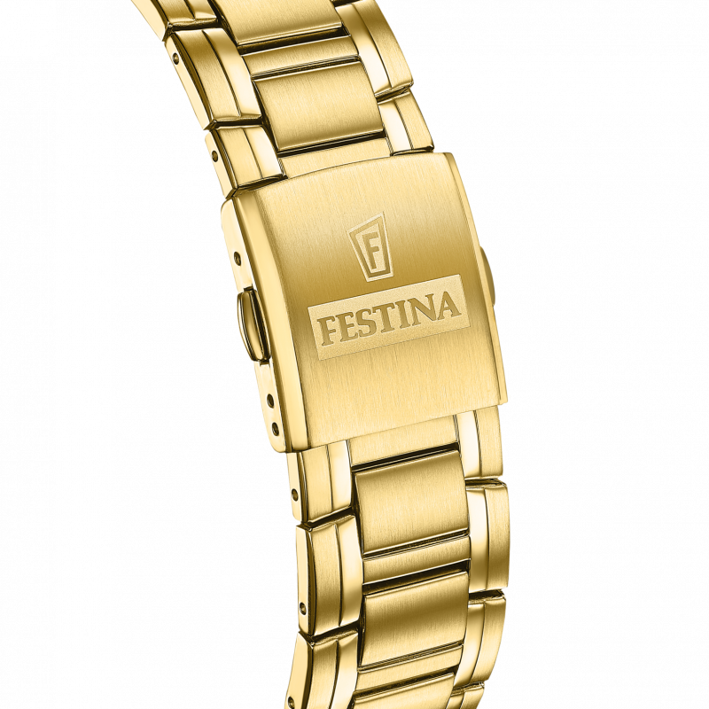 Festina men's beige timeless chronograph stainless steel watch bracelet f20705/2