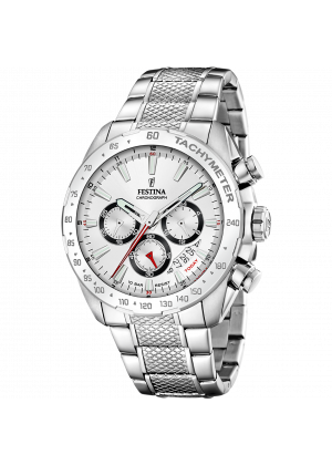 Festina men's white timeless chronograph stainless steel watch bracelet f20668/1