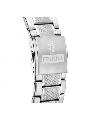 Festina men's white timeless chronograph stainless steel watch bracelet f20668/1