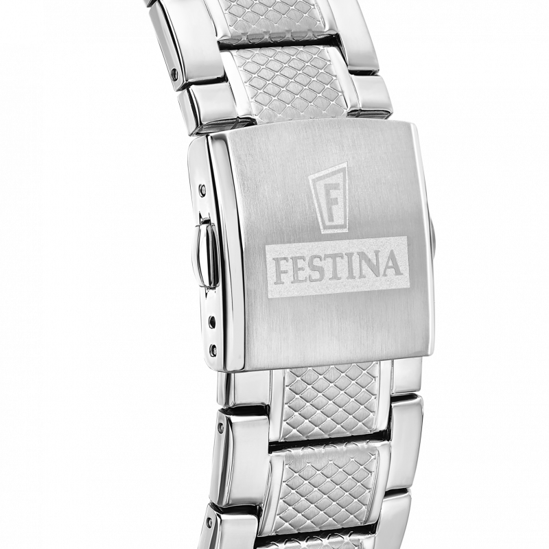 Festina men's white timeless chronograph stainless steel watch bracelet f20668/1