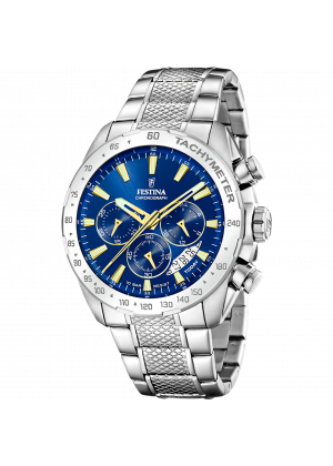 Festina men's blue timeless chronograph stainless steel watch bracelet f20668/2