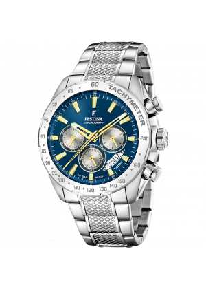 Festina men's blue timeless chronograph stainless steel watch bracelet f20668/5