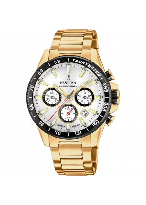 Festina timeless chronograph watch f20634/1 white stainless steel 316l strap, men.