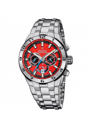 Men's festina chrono bike red watch with stainless steel strap f20670/5