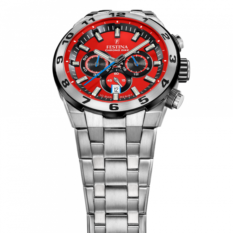 Men's festina chrono bike red watch with stainless steel strap f20670/5