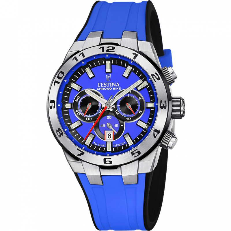 Men's watch festina chrono bike blue with rubber strap f20671/3