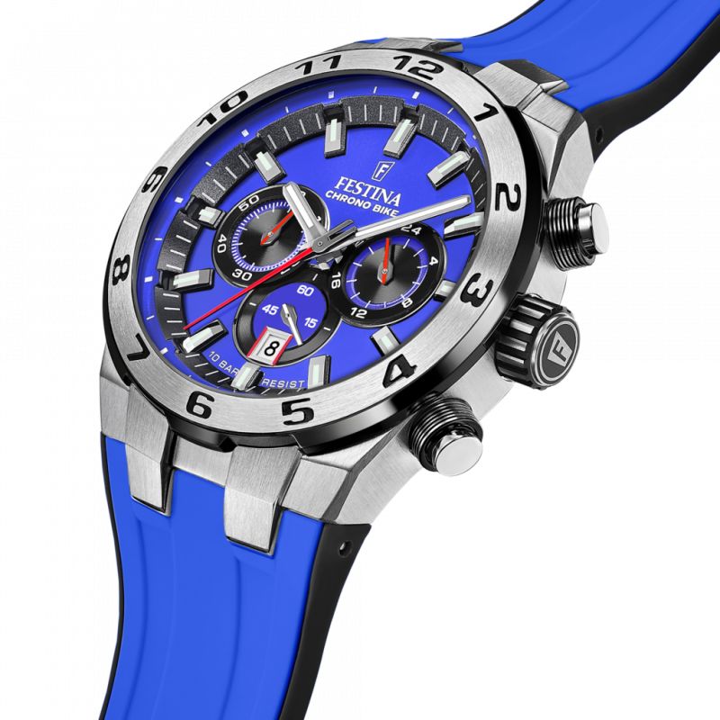 Men's watch festina chrono bike blue with rubber strap f20671/3