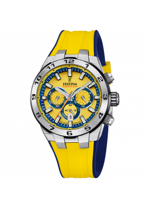 Men's festina chrono bike yellow watch with rubber strap f20671/4