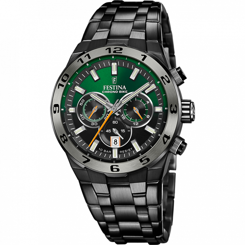 Festina men's green chrono bike stainless steel watch bracelet f20673/2