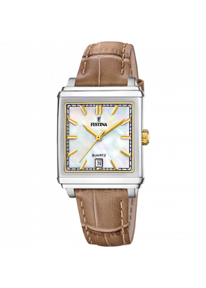 Festina women's beige leather watch bracelet f20682/4