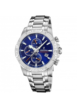 Festina men's blue timeless chronograph stainless steel watch bracelet f20704/2