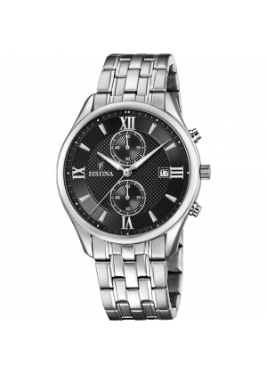 Festina timeless chronograph watch f6854/8 black steel strap, men