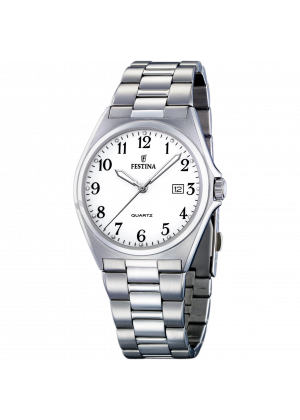 Festina classics watch f16374/1 white steel strap, men