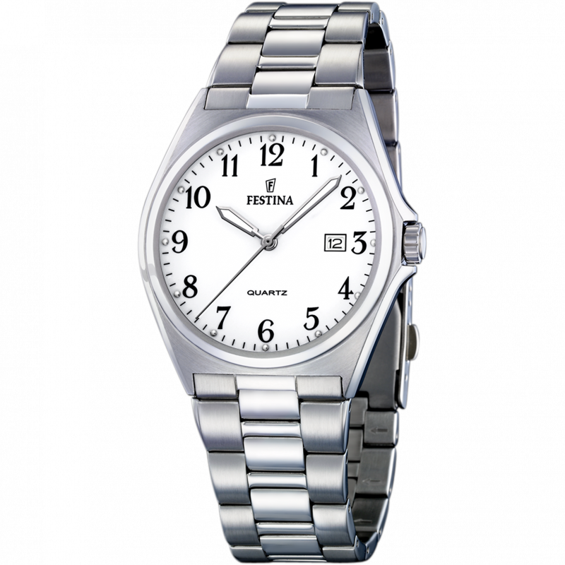 Festina classics watch f16374/1 white steel strap, men