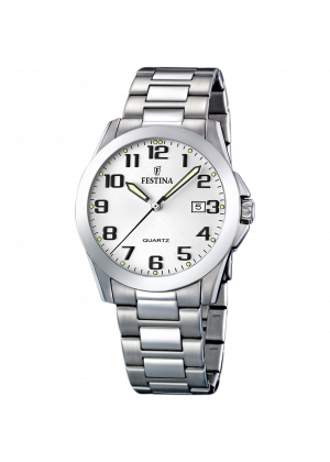 Festina classics watch f16376/7 white steel strap, men