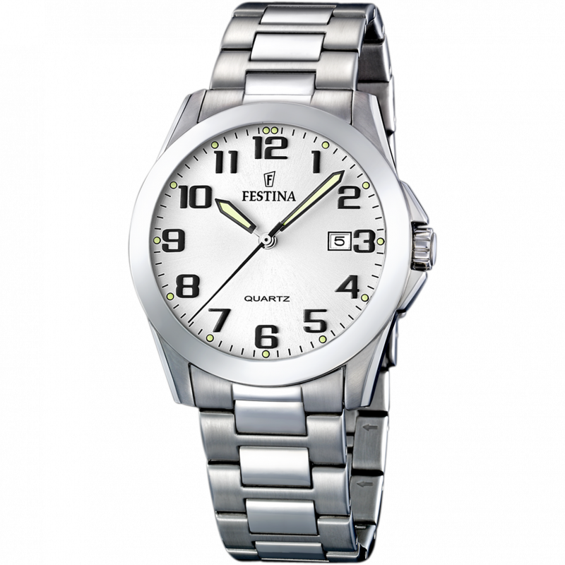 Festina classics watch f16376/7 white steel strap, men