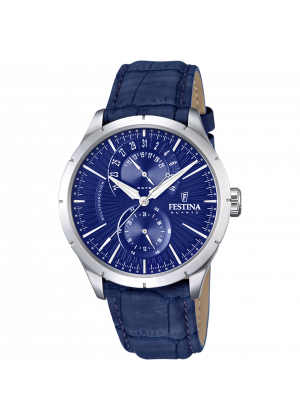 Festina retro watch f16573/7 blue leather strap, men