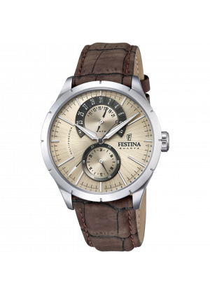 Festina retro watch f16573/9 cream leather strap, men's