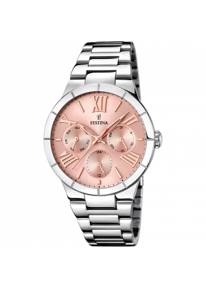 Festina boyfriend watch f16716/3 pink steel strap, women's