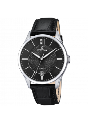 Festina classics watch f20426/3 black leather strap, men