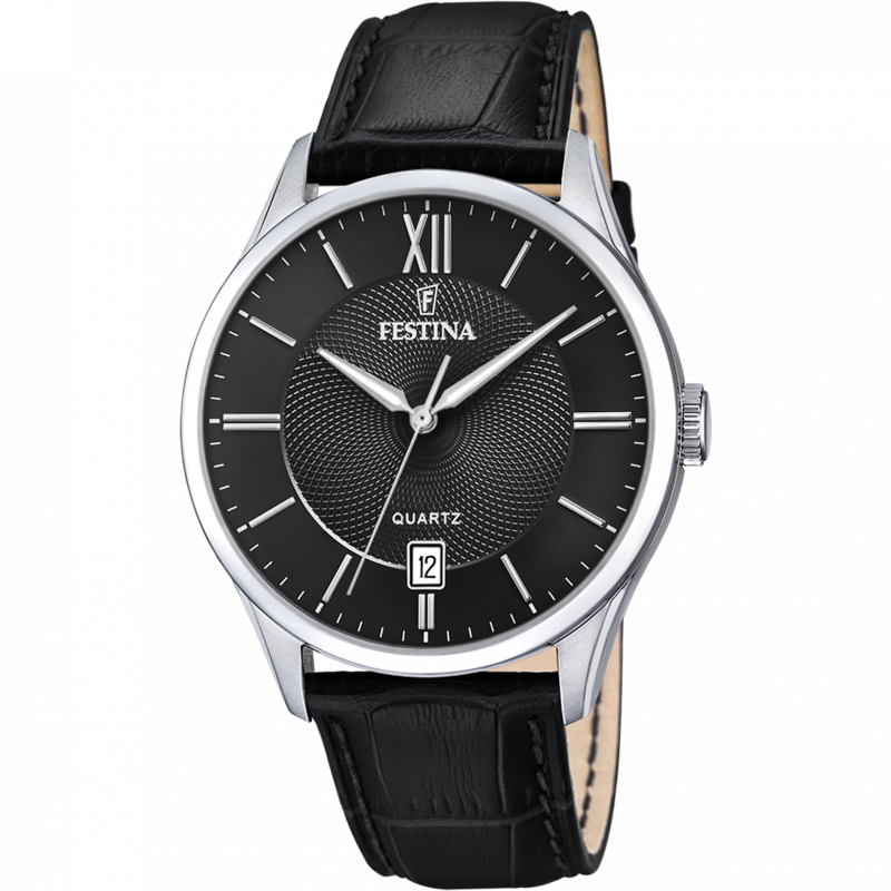 Festina classics watch f20426/3 black leather strap, men