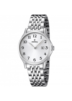 Festina classics watch f16748/1 white steel strap, women